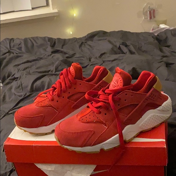 red suede huaraches